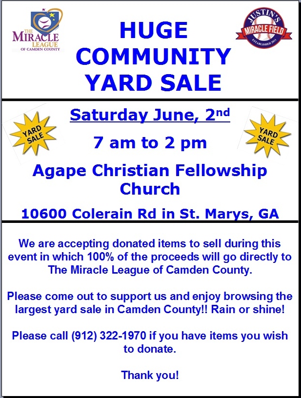 Yard Sale Flyer 2012 » Miracle League of Camden County